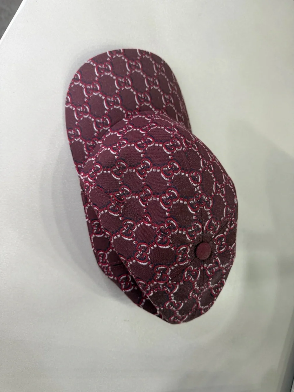Gucci Size Medium Burgundy GG Jacquard Baseball Cap NWT - Picture 4 of 5